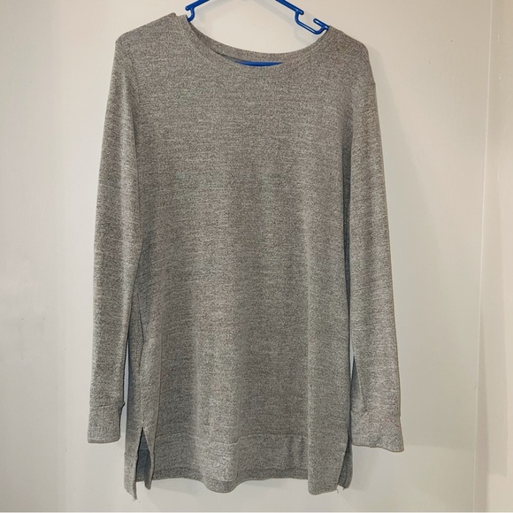 Heathered Beige Tunic Sweatshirt with Pockets - Picture 1 of 6